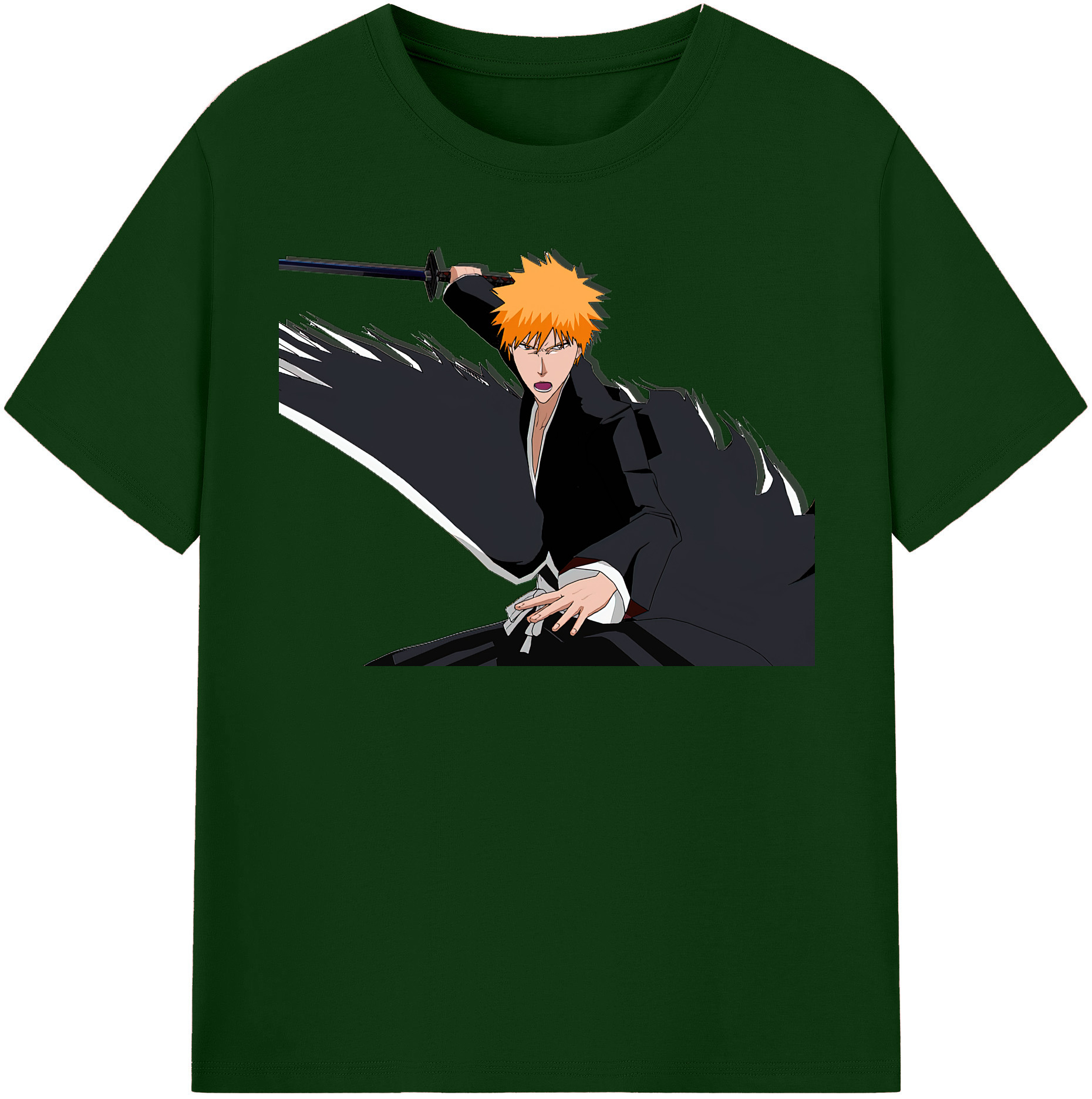 （画像用） ブリーチ 黒崎一護（くろさき いちご）BLEACH Kurosaki Ichigo 綿100％半袖Tシャツ（フロントプリント）